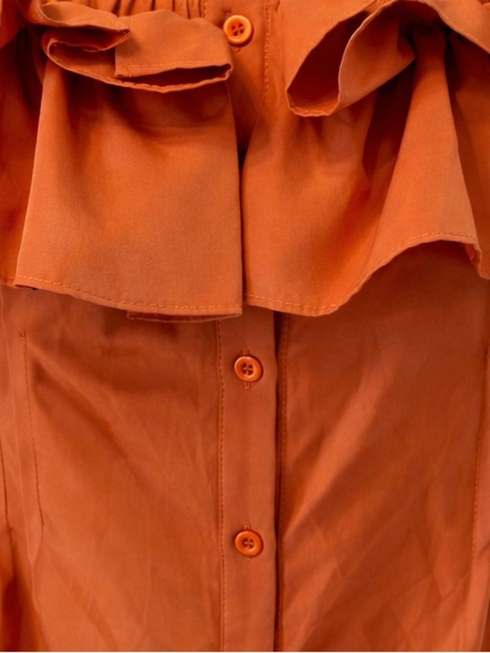 Rust Ruffle Off-Shoulder Top | Boho Chic Blouse | Size XL (Fits M) - Picture 4 of 5